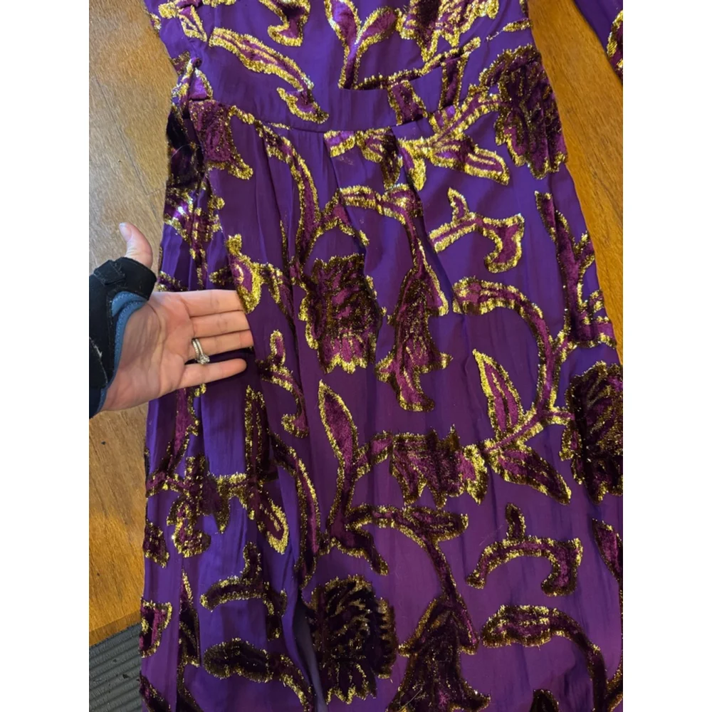 One Shoulder gown in Purple and Gold